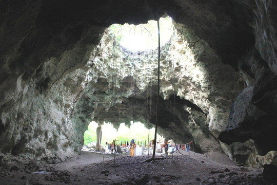 Kuumbi Cave, interior of the site looking outwards.