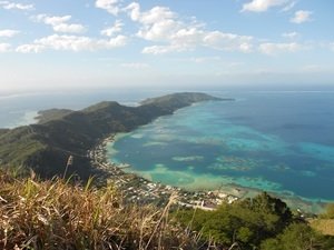 Rikitea, Mangareva (Gambier Islands, French Polynesia) photographed from the top of Mt. Duff