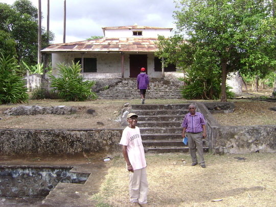 Bourhane Abderemane, retired director of CNDRS, Ndzuani, and Ibouroi Ali Tabibou at the house of the 19th century British consul William Sunley, Pomoni, Ndzuani