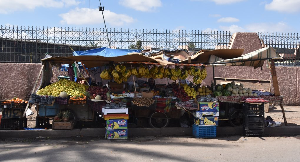 Fruit vendors are still a prominent site across the entire Turkic and Arabic worlds, covering West Asia, northern Africa, and South Asia. Many of these vendors are still selling the same variety of fruits that they would have been a millennium ago, with some novel introductions. This fruit vendor was set up in Marrakesh, Morocco