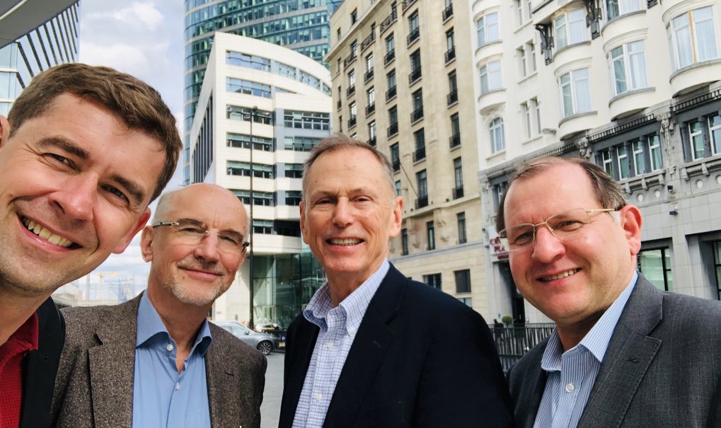 The four prinicipal investigators of the HistoGenes project which Integrating genetic, archaeological and historical perspectives on Eastern Central Europe, 400-900 AD: Johannes Krause, Walter Pohl, Patrick Geary and Tivadar Vida (from left to right).