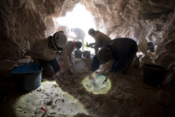 Excavation of Nuramt Tsakhir Agui cave in the Gobi-Altai, Mongolia.