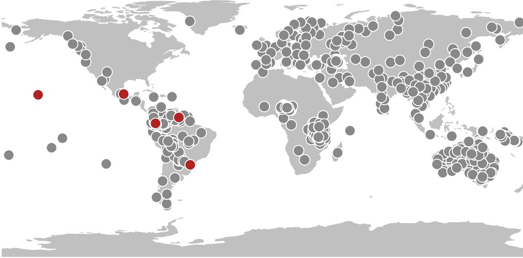 Global distribution of languages in which 