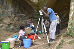 Student scientists Sylvia and Levy from the National Museums of Kenya participating in excavations at Kakapel Rockshelter.