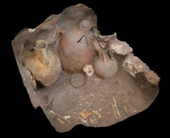 3D-Rekonstrkution von Grab 50 aus Megiddo (Areal H), dessen Individuen ebenfalls für die Studie untersucht wurden