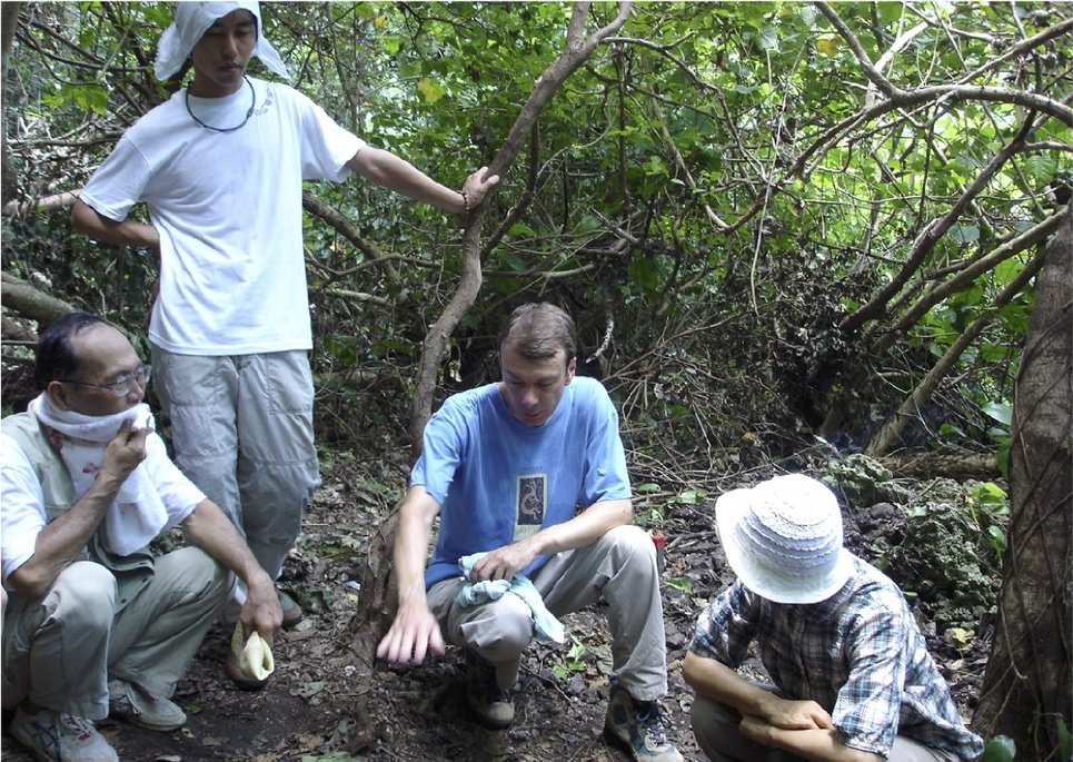 Archaeologist Mark Hudson at work at Nagabaka site on Miyako Island