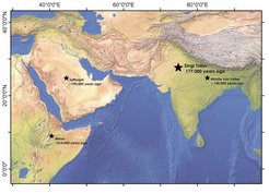 Map illustrating the location of the study site, Singi Talav, in relation to the world’s youngest Acheulean sites from other key regions. Made with Natural Earth: Free vector and raster map data at naturalearthdata.com