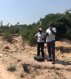 Dr. Emmanuel Ndiema and Christine Chepkorir from the National Museums of Kenya operating a drone.