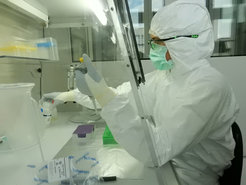 Maria Spyrou in the lab at the Max Planck Institute for the Science of Human History