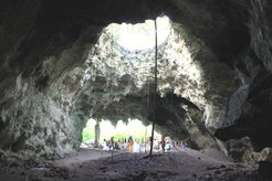 Kuumbi Cave, interior of the site looking outwards.