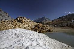 Glacier in the Swiss Alps where the wooden artifact was found.