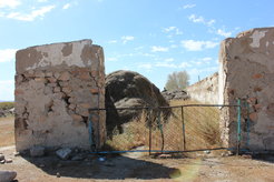 Fodder being stored in a former structure in central Kazakhstan (100 km southwest of Karganda).