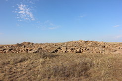 Ground level of the famous ‘pyramid’ tomb, dating to the Final Bronze Age, is located in close proximity to the site of Shortandy-Bulak.