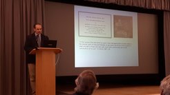 Prof. Michael Petraglia speaking at the memorial event for Dr. Bridget Allchin.