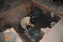 Excavation of “Kitchen Cave” Rockshelter (KAM-1) in progress. Kamaka Island, Gambier Archipelago (Mangareva).