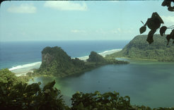 View of Tikopia Island with its crater lake, from the peak of Mt. Reani.